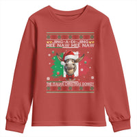 Funny Italian Christmas Donkey Youth Sweatshirt Funny Domick The Donkey Holiday Italy Flag - Wonder Print Shop