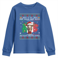 Funny Italian Christmas Donkey Youth Sweatshirt Funny Domick The Donkey Holiday Italy Flag - Wonder Print Shop
