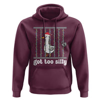 Funny Got Too Silly Christmas Hoodie Santa Goose Pun Humor Animal Lovers - Wonder Print Shop