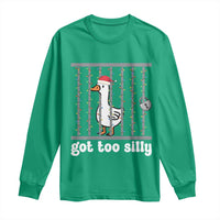 Funny Got Too Silly Christmas Long Sleeve Shirt Santa Goose Pun Humor Animal Lovers - Wonder Print Shop