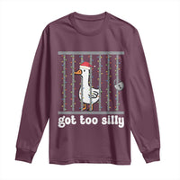 Funny Got Too Silly Christmas Long Sleeve Shirt Santa Goose Pun Humor Animal Lovers - Wonder Print Shop