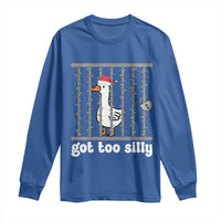 Funny Got Too Silly Christmas Long Sleeve Shirt Santa Goose Pun Humor Animal Lovers - Wonder Print Shop