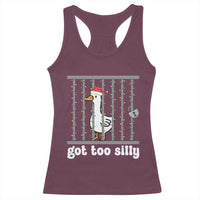 Funny Got Too Silly Christmas Racerback Tank Top Santa Goose Pun Humor Animal Lovers - Wonder Print Shop