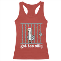 Funny Got Too Silly Christmas Racerback Tank Top Santa Goose Pun Humor Animal Lovers - Wonder Print Shop