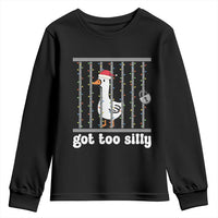 Funny Got Too Silly Christmas Youth Sweatshirt Santa Goose Pun Humor Animal Lovers - Wonder Print Shop