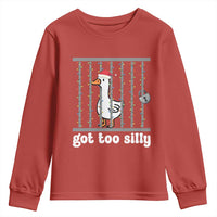 Funny Got Too Silly Christmas Youth Sweatshirt Santa Goose Pun Humor Animal Lovers - Wonder Print Shop