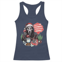 Funny Ghost Christmas Face Racerback Tank Top Whats Your Favorite Christmas Movie Spooky Xmas - Wonder Print Shop