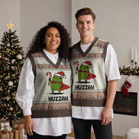 Funny Xmas Huzzah Frog Knight Meme Quote V-Neck Knit Sweater Vest - Wonder Print Shop