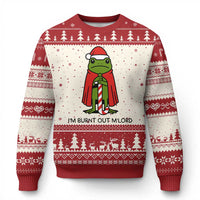 Funny Xmas Frog Knight Ugly Christmas Sweater I Am Burnt Out M Lord Medieval Meme - Wonder Print Shop