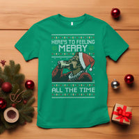 Here To Feeling Merry All The Time Christmas T Shirt Funny Xmas Comedy Movie - Wonder Print Shop