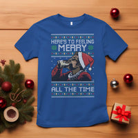 Here To Feeling Merry All The Time Christmas T Shirt Funny Xmas Comedy Movie - Wonder Print Shop