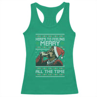 Here To Feeling Merry All The Time Christmas Racerback Tank Top Funny Xmas Comedy Movie - Wonder Print Shop