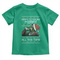Here To Feeling Merry All The Time Christmas Toddler T Shirt Funny Xmas Comedy Movie - Wonder Print Shop