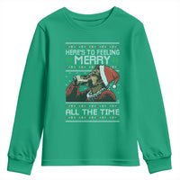 Here To Feeling Merry All The Time Christmas Youth Sweatshirt Funny Xmas Comedy Movie - Wonder Print Shop