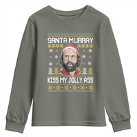 Funny Stranger Murray Christmas Youth Sweatshirt Santa Murray Kiss My Jolly Ass - Wonder Print Shop