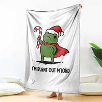 Funny Christmas Frog Knight Throw Blanket I Am Burnt Out M Lord Medieval Meme Candy Cane - Wonder Print Shop