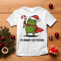 Funny Christmas Frog Knight T Shirt I Am Burnt Out M Lord Medieval Meme Candy Cane - Wonder Print Shop
