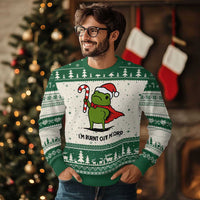 Funny Xmas Frog Knight Ugly Christmas Sweater I Am Burnt Out M Lord Medieval Meme Candy Cane - Wonder Print Shop