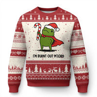 Funny Xmas Frog Knight Ugly Christmas Sweater I Am Burnt Out M Lord Medieval Meme Candy Cane - Wonder Print Shop