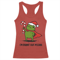 Funny Christmas Frog Knight Racerback Tank Top I Am Burnt Out M Lord Medieval Meme Candy Cane - Wonder Print Shop