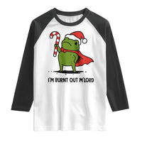 Funny Christmas Frog Knight Raglan Shirt I Am Burnt Out M Lord Medieval Meme Candy Cane - Wonder Print Shop