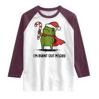 Funny Christmas Frog Knight Raglan Shirt I Am Burnt Out M Lord Medieval Meme Candy Cane - Wonder Print Shop