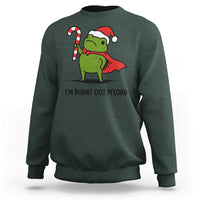 Funny Christmas Frog Knight Sweatshirt I Am Burnt Out M Lord Medieval Meme Candy Cane - Wonder Print Shop