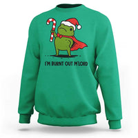 Funny Christmas Frog Knight Sweatshirt I Am Burnt Out M Lord Medieval Meme Candy Cane - Wonder Print Shop