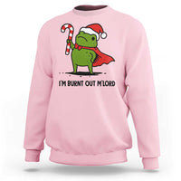 Funny Christmas Frog Knight Sweatshirt I Am Burnt Out M Lord Medieval Meme Candy Cane - Wonder Print Shop