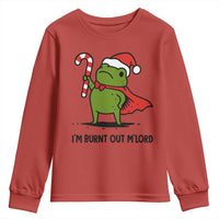 Funny Christmas Frog Knight Youth Sweatshirt I Am Burnt Out M Lord Medieval Meme Candy Cane - Wonder Print Shop