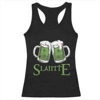 Funny Irish Beer Drinking Racerback Tank Top Slainte St Patrick's Day Shamrock Beer Mugs