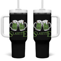 Funny Irish Beer Drinking Tumbler With Handle Slainte St Patrick's Day Shamrock Beer Mugs - Wonder Print Shop
