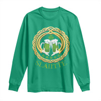 Funny Irish Beer Drinking St Patrick's Day Slainte Long Sleeve Shirt Claddagh Ring Celtic Shamrock