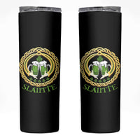 Funny Irish Beer Drinking St Patrick's Day Slainte Skinny Tumbler Claddagh Ring Celtic Shamrock - Wonder Print Shop