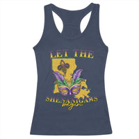 Funny Mardi Gras Let The Shenanigans Begin Racerback Tank Top Louisiana Map