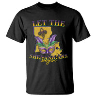 Funny Mardi Gras Let The Shenanigans Begin T Shirt Louisiana Map