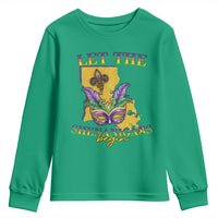Funny Mardi Gras Let The Shenanigans Begin Youth Sweatshirt Louisiana Map
