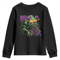 Funny Mardi Gras Rougarou Youth Sweatshirt Cryptids Of Louisiana Jester Hat
