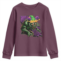 Funny Mardi Gras Rougarou Youth Sweatshirt Cryptids Of Louisiana Jester Hat