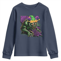 Funny Mardi Gras Rougarou Youth Sweatshirt Cryptids Of Louisiana Jester Hat