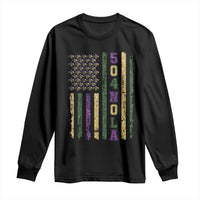 Funny Mardi Gras New Orleans Louisiana Long Sleeve Shirt 504 Nola Area Code Glitter Print American Flag