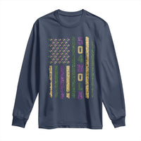 Funny Mardi Gras New Orleans Louisiana Long Sleeve Shirt 504 Nola Area Code Glitter Print American Flag