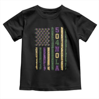 Funny Mardi Gras New Orleans Louisiana Toddler T Shirt 504 Nola Area Code Glitter Print American Flag