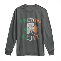 Funny Feckin Eejit Long Sleeve Shirt Ireland Irish Slang Shamrock St Patrick's Day