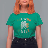 Funny Feckin Eejit T Shirt For Women Ireland Irish Slang Shamrock St Patrick's Day