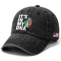 Funny Irish It's In My DNA Washed Cotton Baseball Cap Ireland Fingerprint Flag