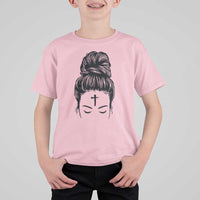Ash Wednesday Messy Bun Ashes Cross Christian Religious T Shirt For Kid