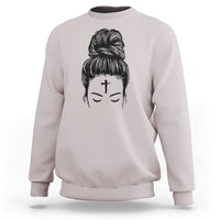 Ash Wednesday Messy Bun Ashes Cross Christian Religious Sweatshirt
