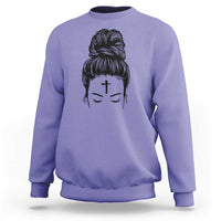 Ash Wednesday Messy Bun Ashes Cross Christian Religious Sweatshirt
