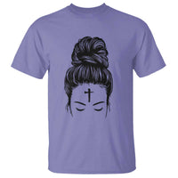 Ash Wednesday Messy Bun Ashes Cross Christian Religious T Shirt